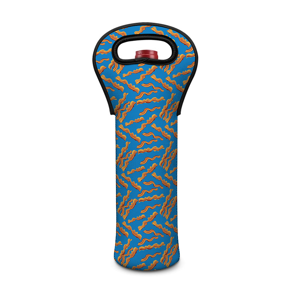 Blue Crispy Bacon Pattern Print Single Neoprene Wine Tote