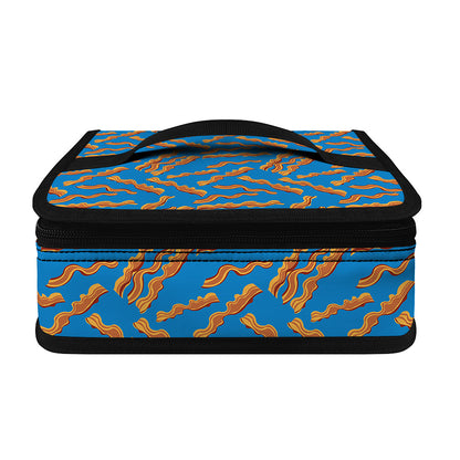 Blue Crispy Bacon Pattern Print Small Lunch Bag