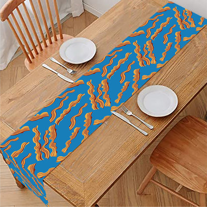 Blue Crispy Bacon Pattern Print Table Runner