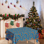 Blue Crispy Bacon Pattern Print Tablecloth