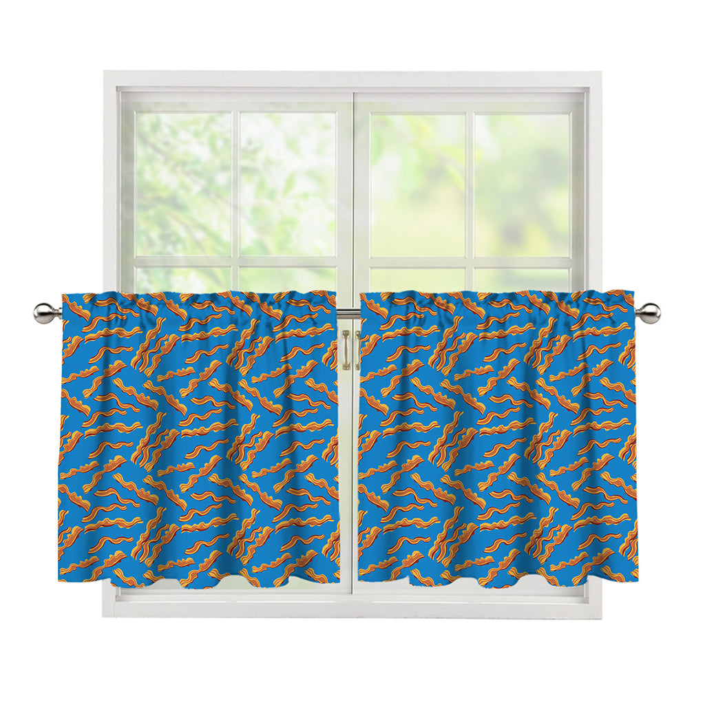 Blue Crispy Bacon Pattern Print Tier Curtains