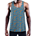 Blue Crispy Bacon Pattern Print Training Tank Top