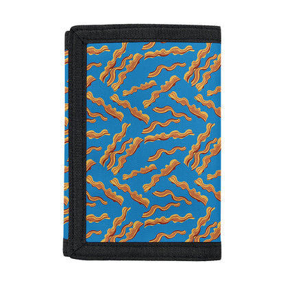 Blue Crispy Bacon Pattern Print Trifold Wallet