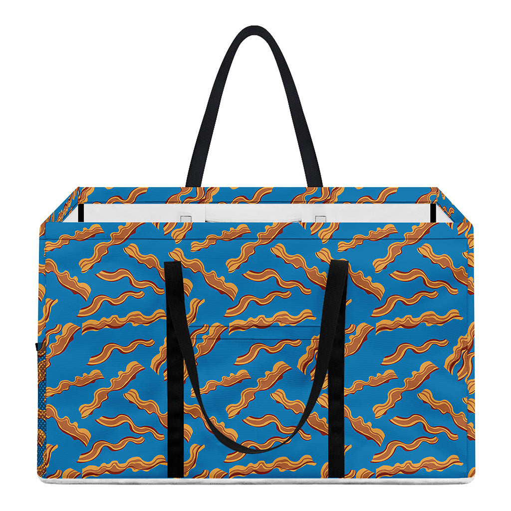 Blue Crispy Bacon Pattern Print Utility Tote Bag