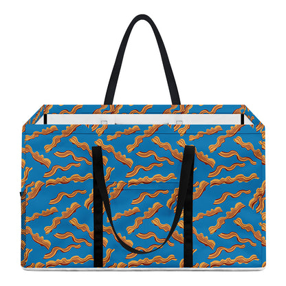 Blue Crispy Bacon Pattern Print Utility Tote Bag