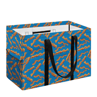 Blue Crispy Bacon Pattern Print Utility Tote Bag
