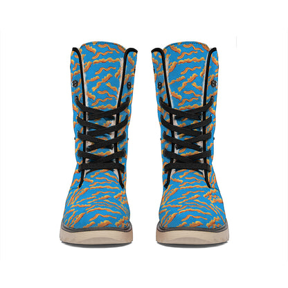 Blue Crispy Bacon Pattern Print Winter Boots