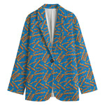 Blue Crispy Bacon Pattern Print Women's Blazer