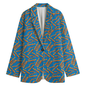 Blue Crispy Bacon Pattern Print Women's Blazer