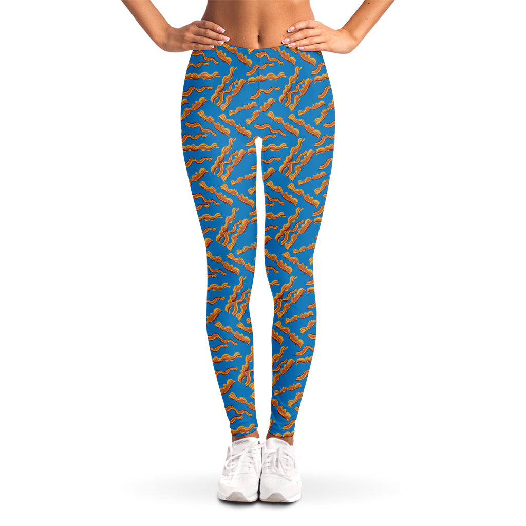 Blue Crispy Bacon Pattern Print Women's Leggings