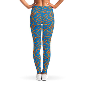 Blue Crispy Bacon Pattern Print Women's Leggings