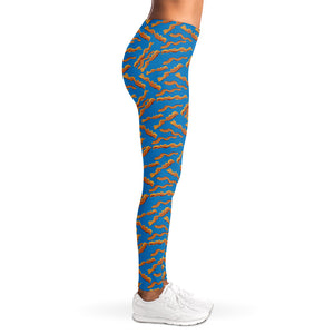 Blue Crispy Bacon Pattern Print Women's Leggings