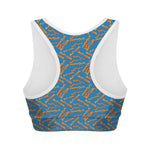 Blue Crispy Bacon Pattern Print Women's Sports Bra