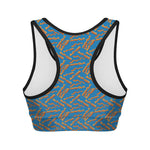 Blue Crispy Bacon Pattern Print Women's Sports Bra