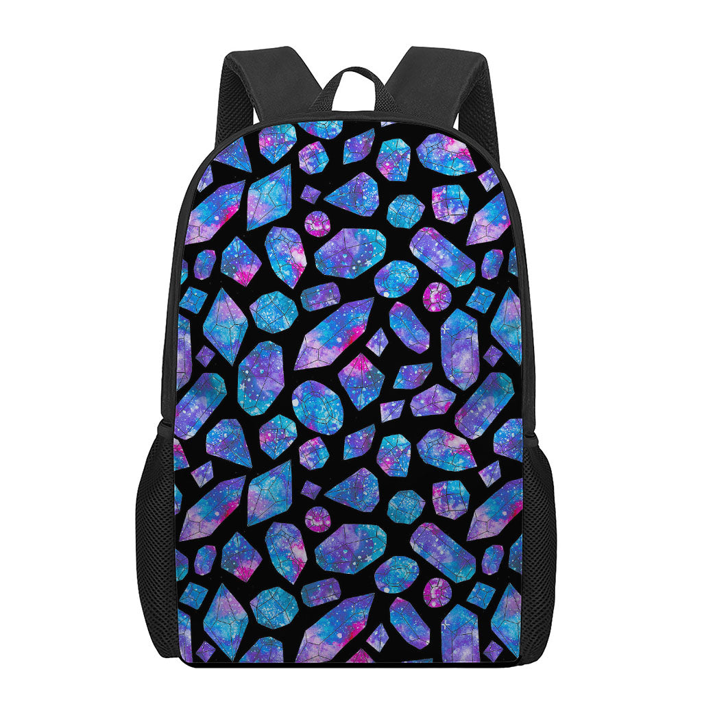 Blue Crystal Cosmic Galaxy Space Print 17 Inch Backpack
