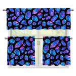 Blue Crystal Cosmic Galaxy Space Print 3 Piece Kitchen Curtains
