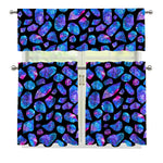 Blue Crystal Cosmic Galaxy Space Print 3 Piece Kitchen Curtains