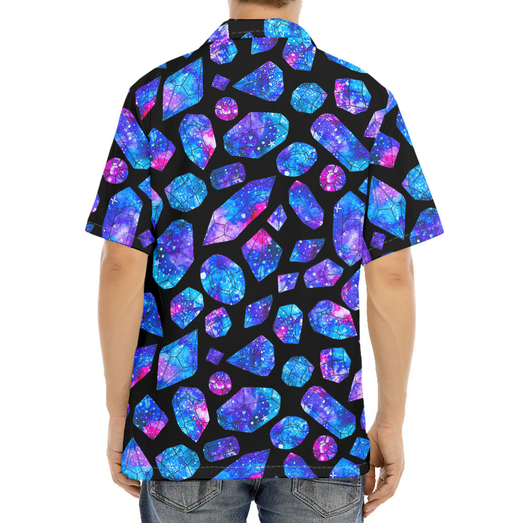 Blue Crystal Cosmic Galaxy Space Print Aloha Shirt