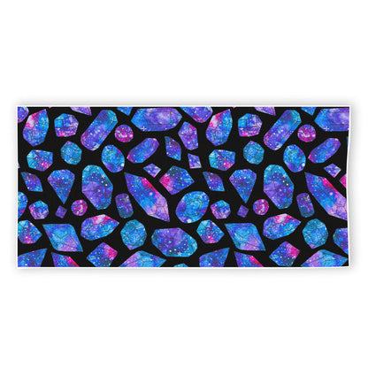 Blue Crystal Cosmic Galaxy Space Print Beach Towel