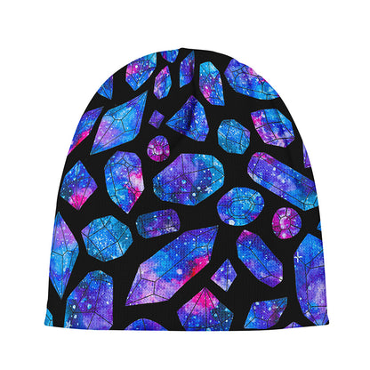 Blue Crystal Cosmic Galaxy Space Print Beanie