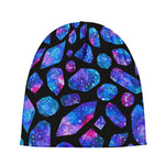 Blue Crystal Cosmic Galaxy Space Print Beanie