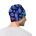 Blue Crystal Cosmic Galaxy Space Print Beanie