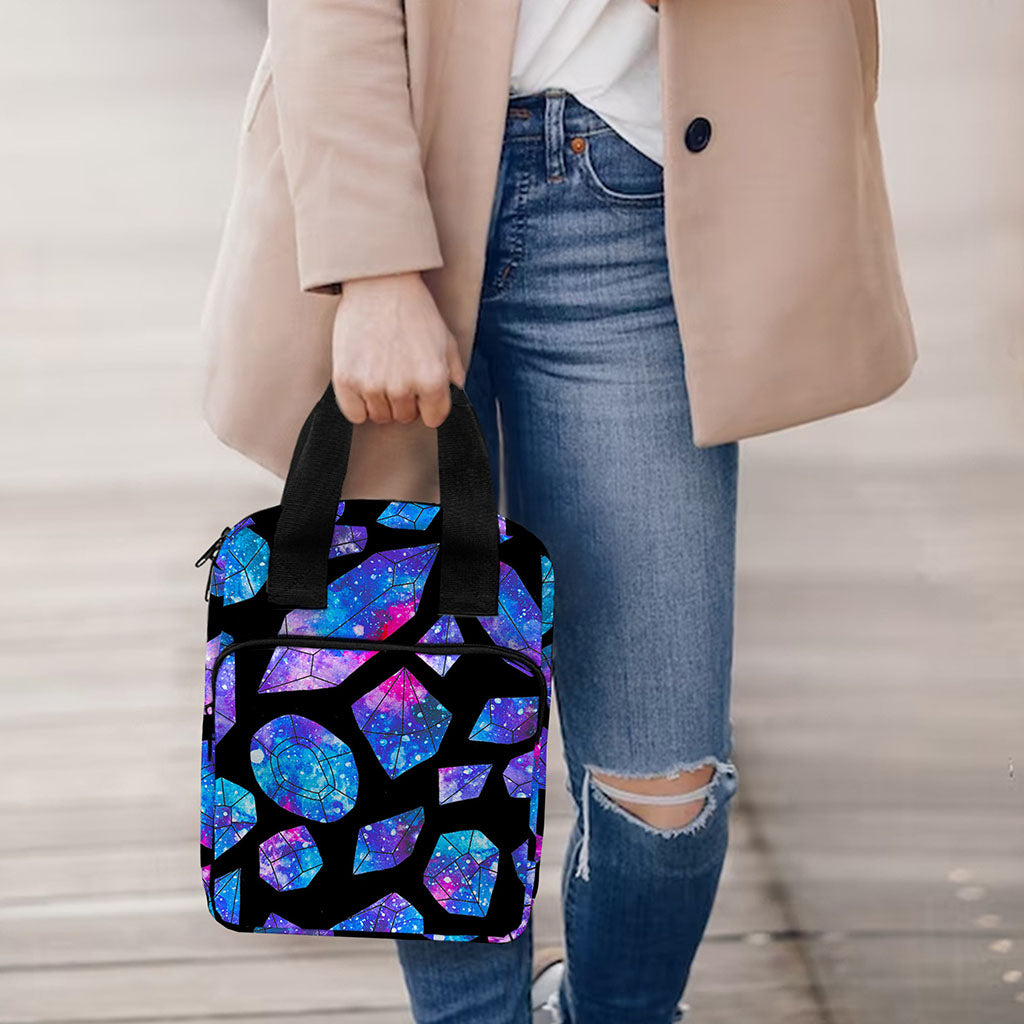 Blue Crystal Cosmic Galaxy Space Print Bible Tote Bag