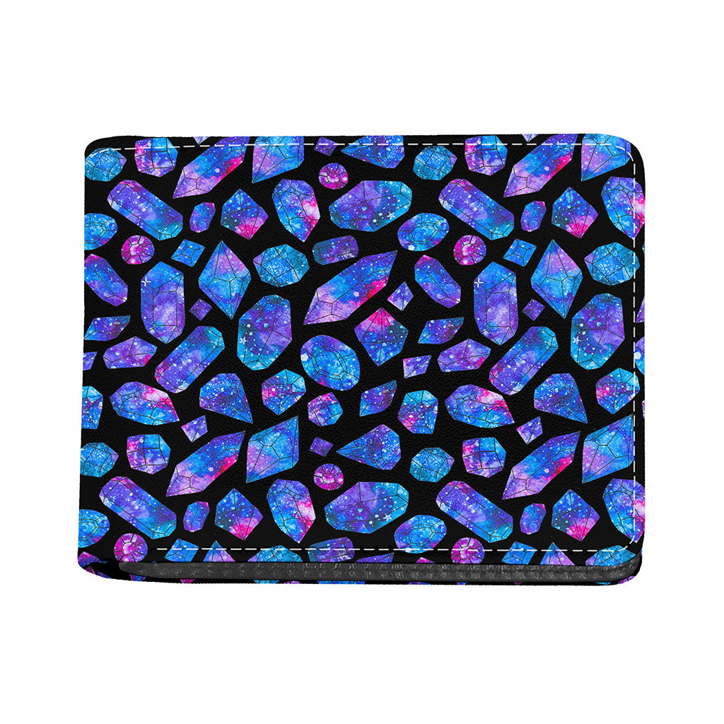 Blue Crystal Cosmic Galaxy Space Print Bifold Wallet