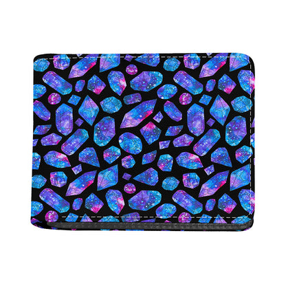 Blue Crystal Cosmic Galaxy Space Print Bifold Wallet