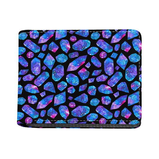Blue Crystal Cosmic Galaxy Space Print Bifold Wallet