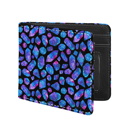 Blue Crystal Cosmic Galaxy Space Print Bifold Wallet