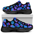 Blue Crystal Cosmic Galaxy Space Print Black Chunky Shoes
