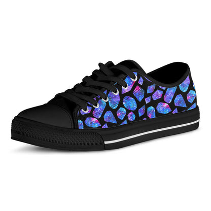 Blue Crystal Cosmic Galaxy Space Print Black Low Top Sneakers
