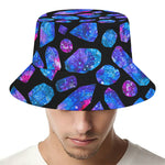 Blue Crystal Cosmic Galaxy Space Print Bucket Hat