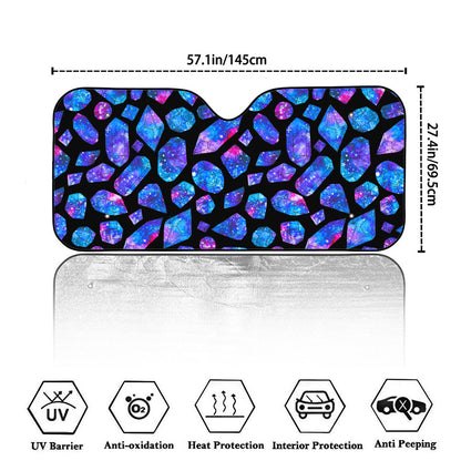 Blue Crystal Cosmic Galaxy Space Print Car Windshield Sun Shade