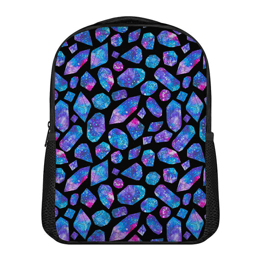 Blue Crystal Cosmic Galaxy Space Print Casual Backpack