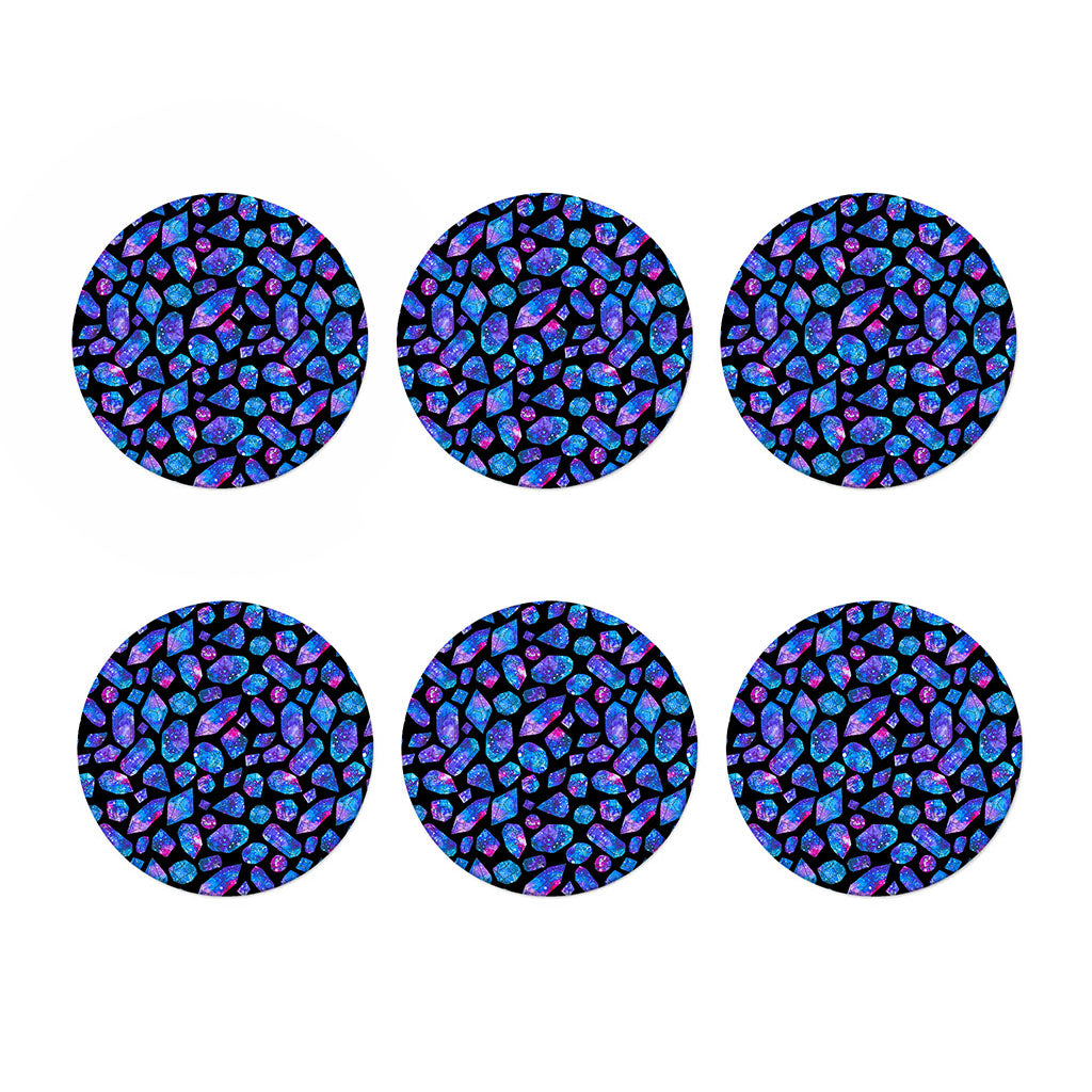 Blue Crystal Cosmic Galaxy Space Print Coaster Set