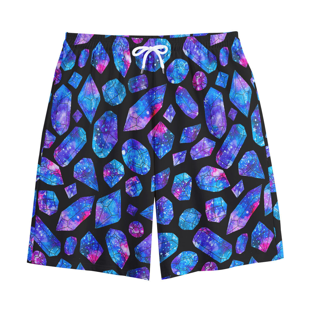 Blue Crystal Cosmic Galaxy Space Print Cotton Shorts