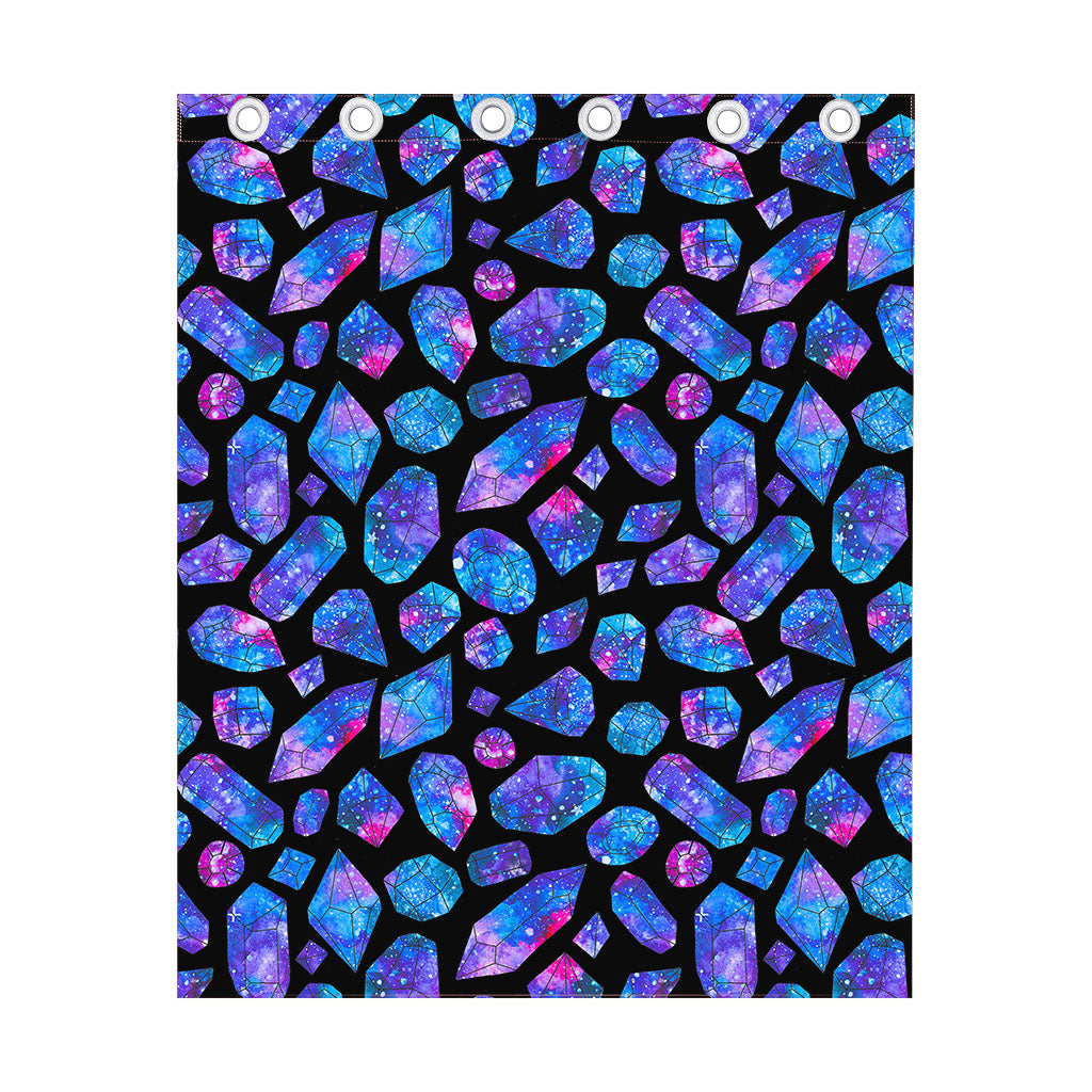 Blue Crystal Cosmic Galaxy Space Print Curtain