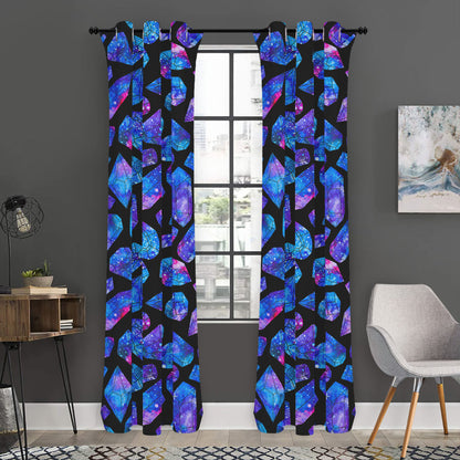 Blue Crystal Cosmic Galaxy Space Print Curtain