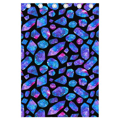 Blue Crystal Cosmic Galaxy Space Print Curtain