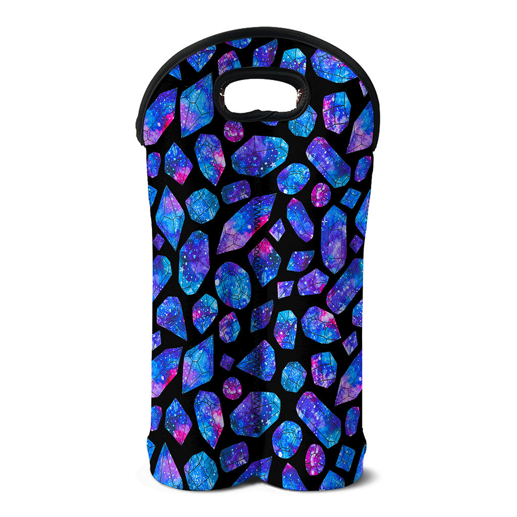 Blue Crystal Cosmic Galaxy Space Print Double Neoprene Wine Tote