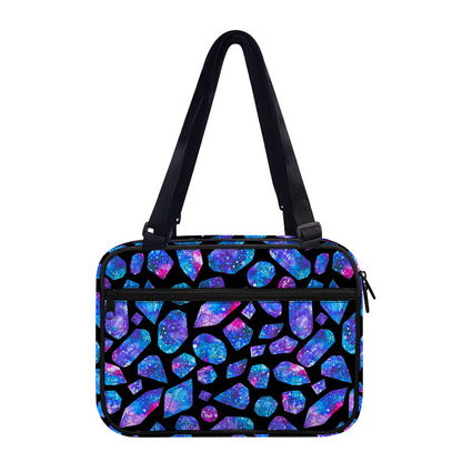 Blue Crystal Cosmic Galaxy Space Print Double Strap Bible Bag