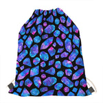 Blue Crystal Cosmic Galaxy Space Print Drawstring Bag