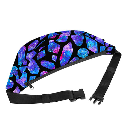 Blue Crystal Cosmic Galaxy Space Print Fanny Pack