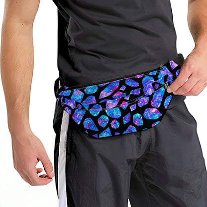 Blue Crystal Cosmic Galaxy Space Print Fanny Pack