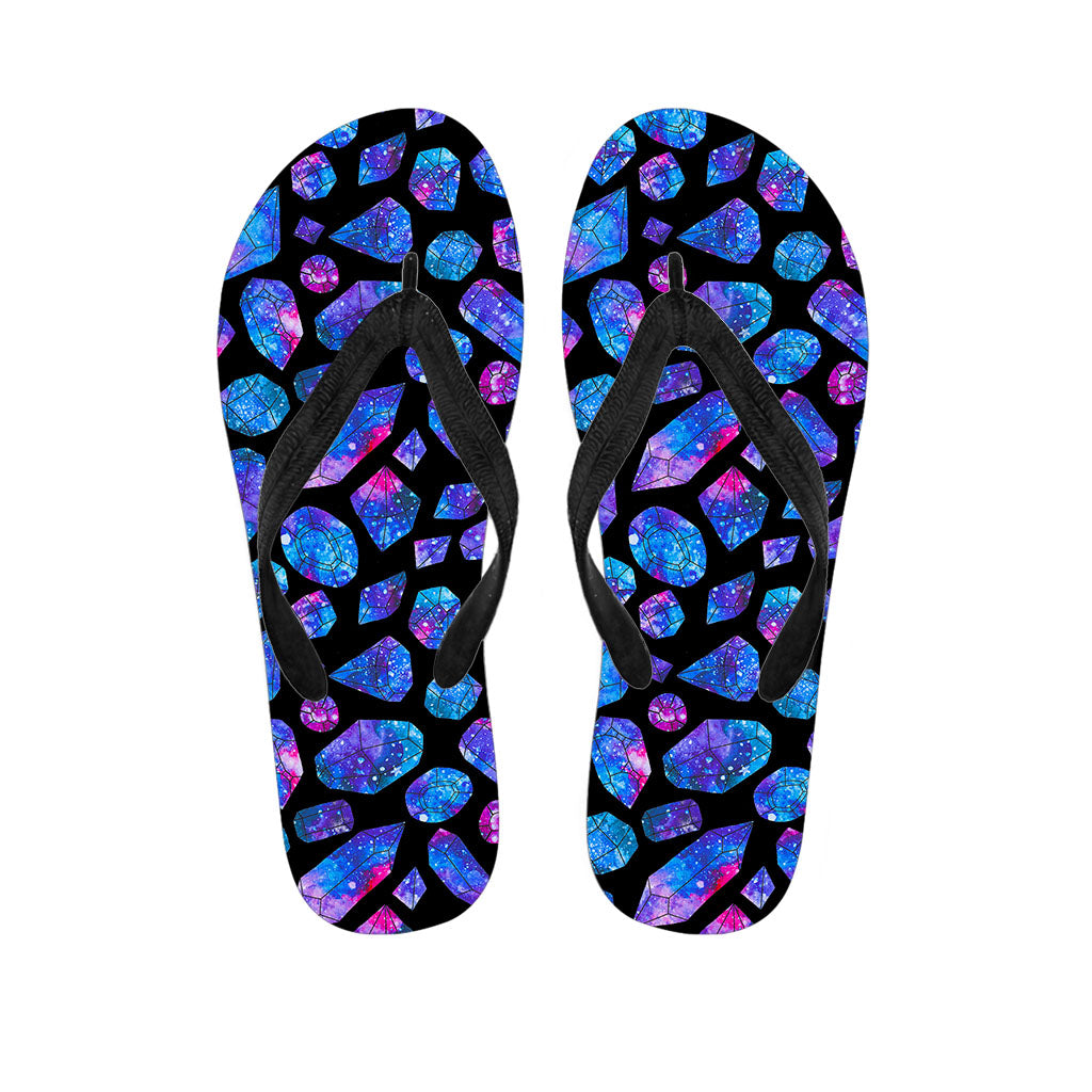 Blue Crystal Cosmic Galaxy Space Print Flip Flops