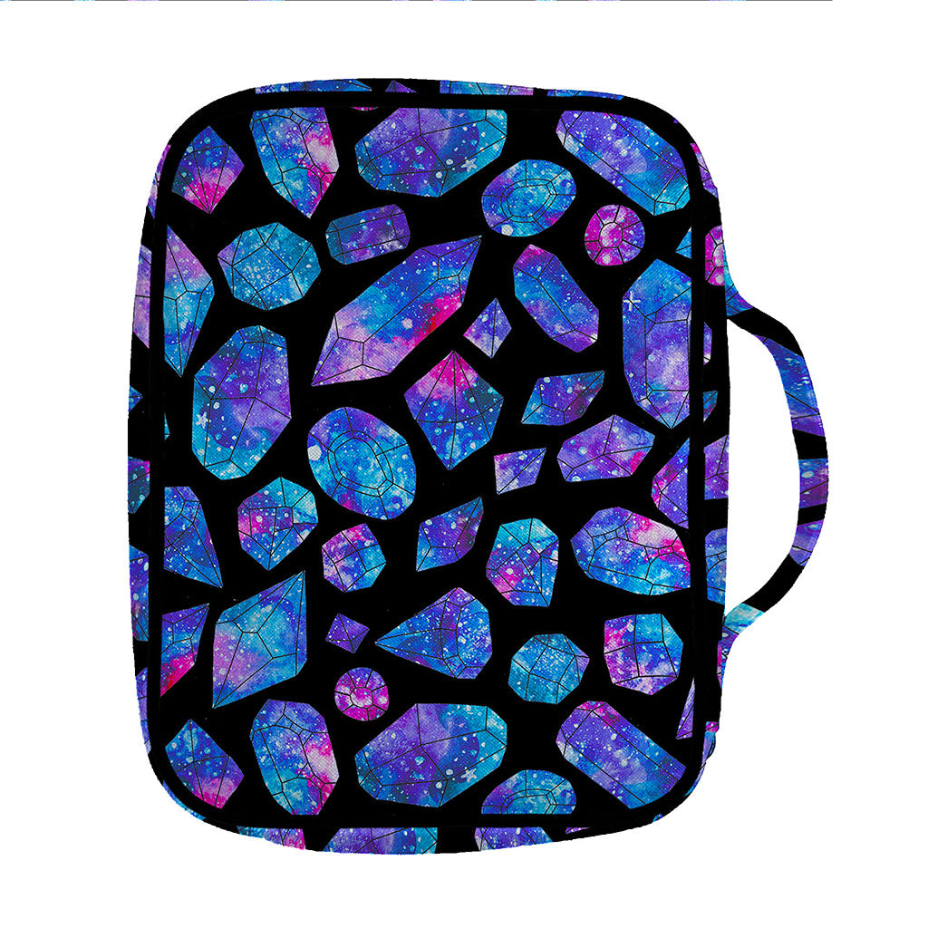 Blue Crystal Cosmic Galaxy Space Print Front Pocket Bible Bag