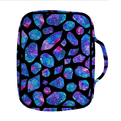 Blue Crystal Cosmic Galaxy Space Print Front Pocket Bible Bag