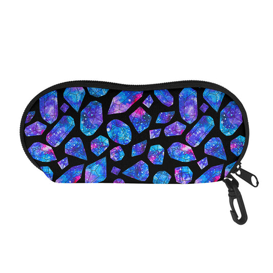 Blue Crystal Cosmic Galaxy Space Print Glasses Case